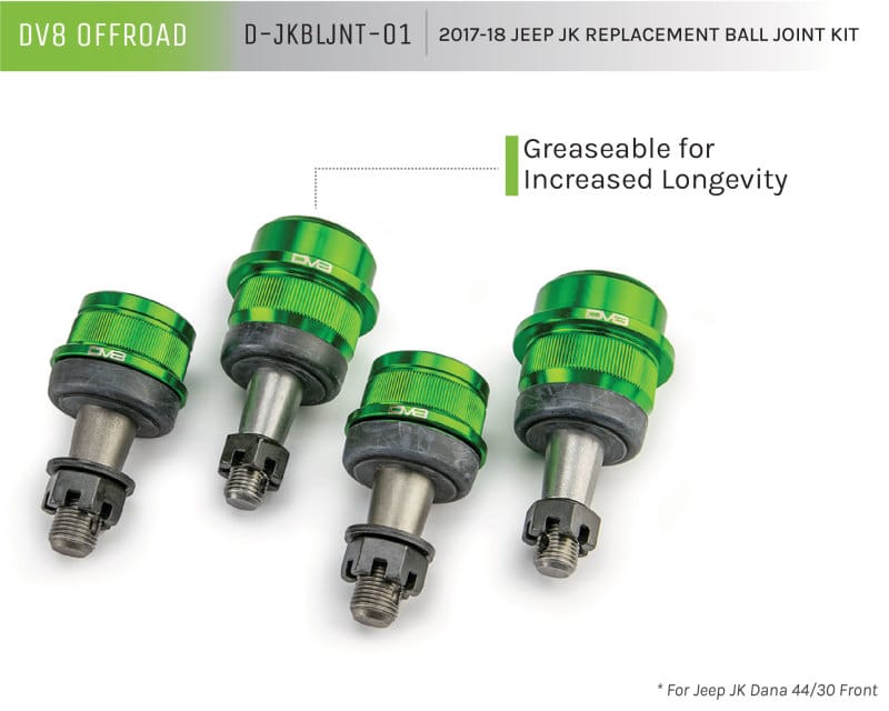 DV8 Offroad 07-18 Jeep Wrangler JK Replacement Ball Joint Kit - Dana 30/44 thumbnail 5