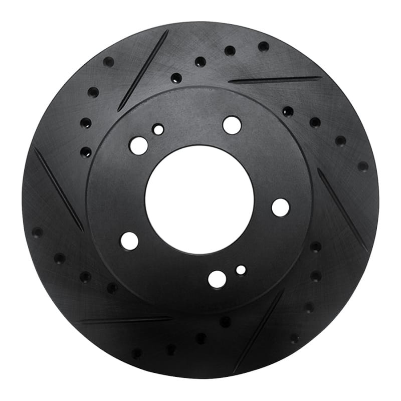 R1 83-89 Chrysler Conquest Front Left Drilled & Slotted Black Brake Rotor