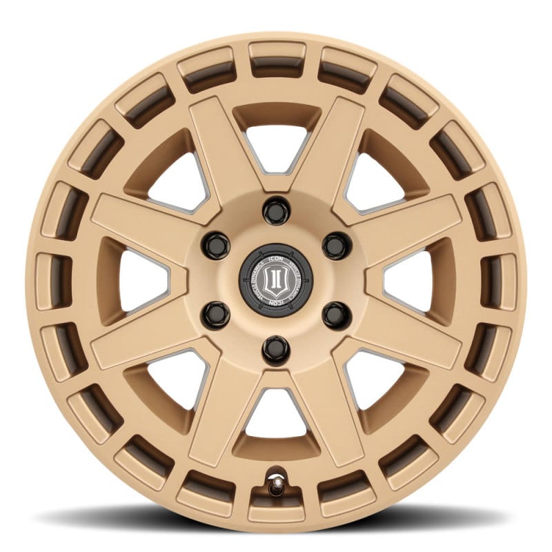 ICON Compass 17x8.5 5x5 -6mm Offset 4.5in BS Satin Brass Wheel thumbnail 2