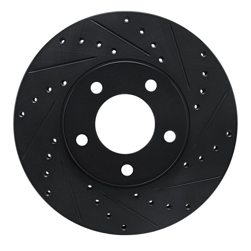 R1 91-96 Chrysler Town & Country Front Right Drilled & Slotted Black Brake Rotor