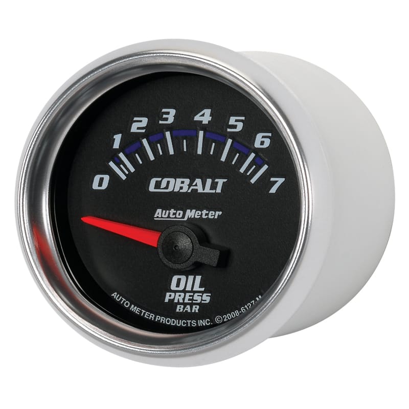 Autometer Cobalt 52mm 0-7 BAR Short Sweep Electric Oil Pressure Gauge thumbnail 2