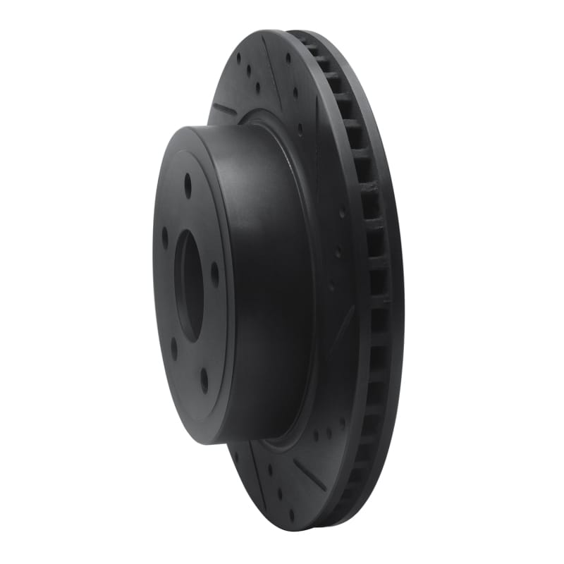 R1 04-06 Dodge Ram 1500 Pickup Rear Right Drilled & Slotted Black Brake Rotor thumbnail 2