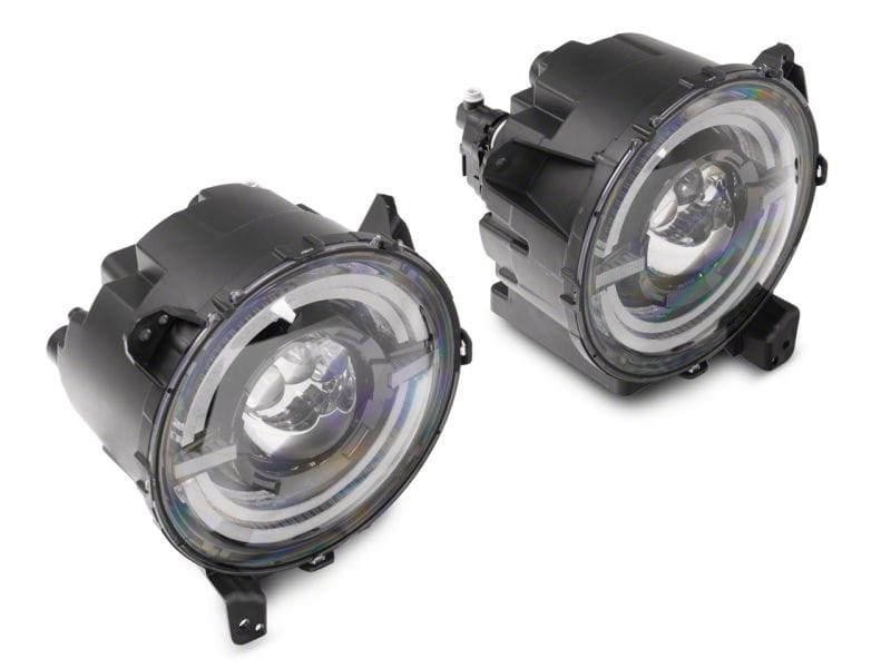 Raxiom 18-23 Jeep Wrangler JL Axial Series 9-In LED Angel Eye Headlights- Black Housing (Clear Lens) thumbnail 2