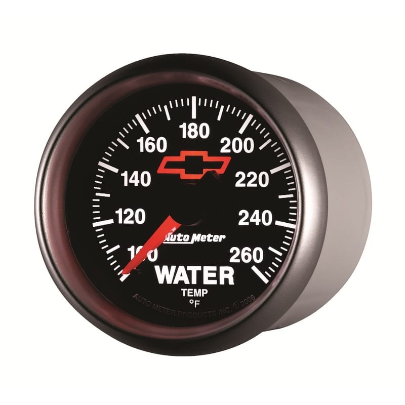 AutoMeter Gauge Water Temp 2-1/16in. 100-260 Deg. F Digital Stepper Motor Chevy Red Bowtie Black thumbnail 3