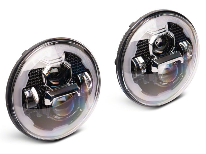 Raxiom 07-18 Jeep Wrangler JK Axial 7-In LED Headlights w/ DRL Turn Signals- Black Housing (Clear) thumbnail 2