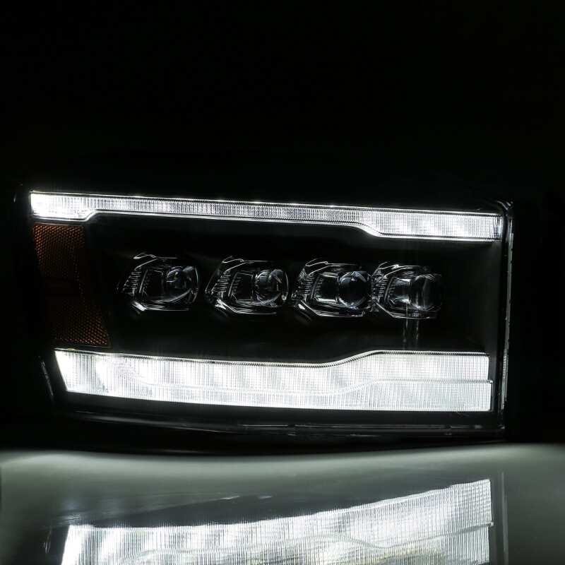 AlphaRex 06-08 Dodge Ram 1500HD NOVA LED ProjHeadlights Plank Style Blk w/Seq Signal/DRL/Amber LED thumbnail 4