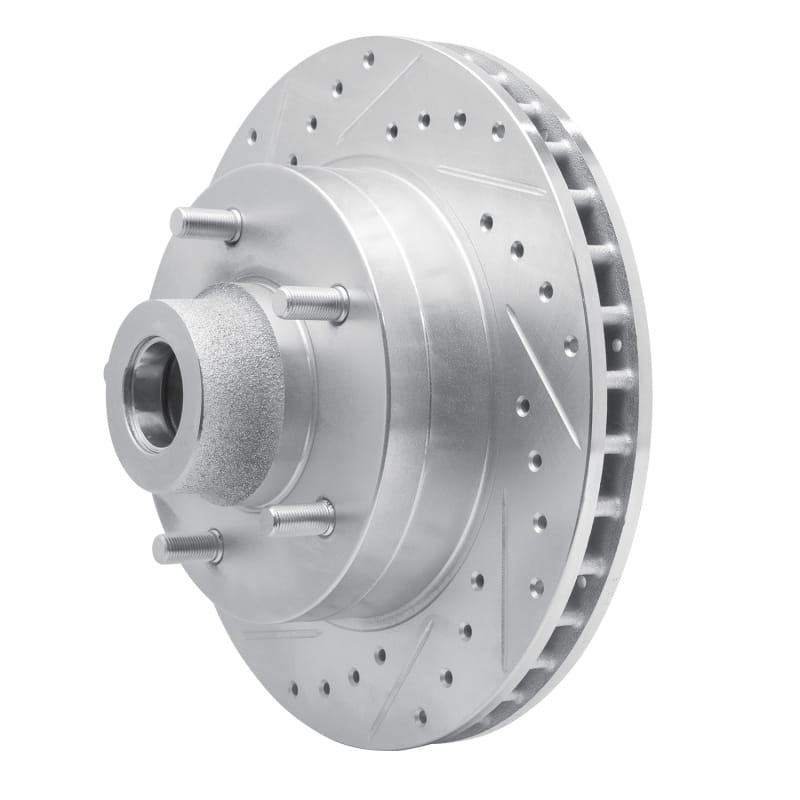 R1 85-97 Dodge B200 / B200 Van / B250 Front Left Drilled & Slotted Silver Brake Rotor