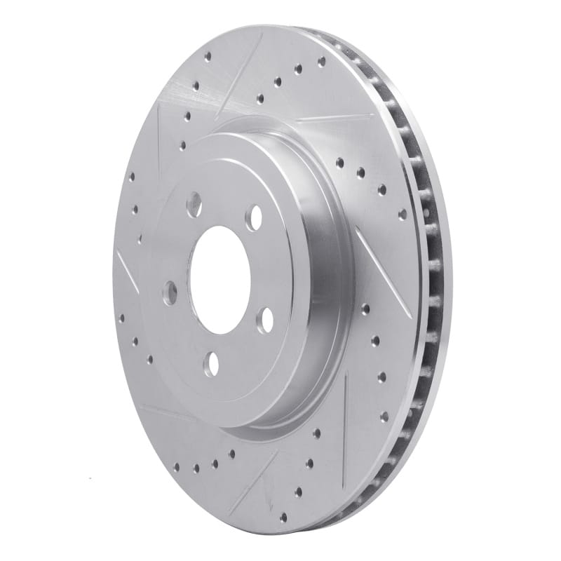 R1 05-23 Chrysler 300 Front Left Drilled & Slotted Silver Brake Rotor - 631-39017L