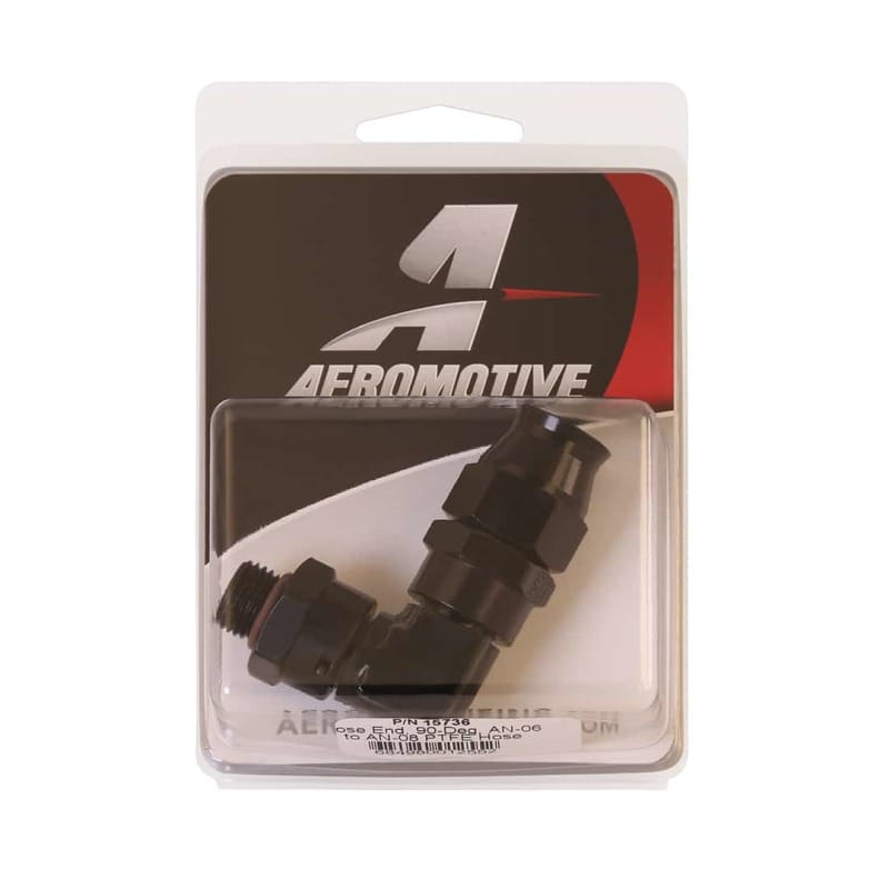 Aeromotive PTFE Hose End - AN-06 to AN-08 Hose - 90 Deg - Black Anodized thumbnail 3