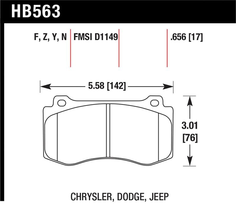 Hawk 2005-2014 Chrysler 300 C SRT8 6.1 HPS 5.0 Front Brake Pads