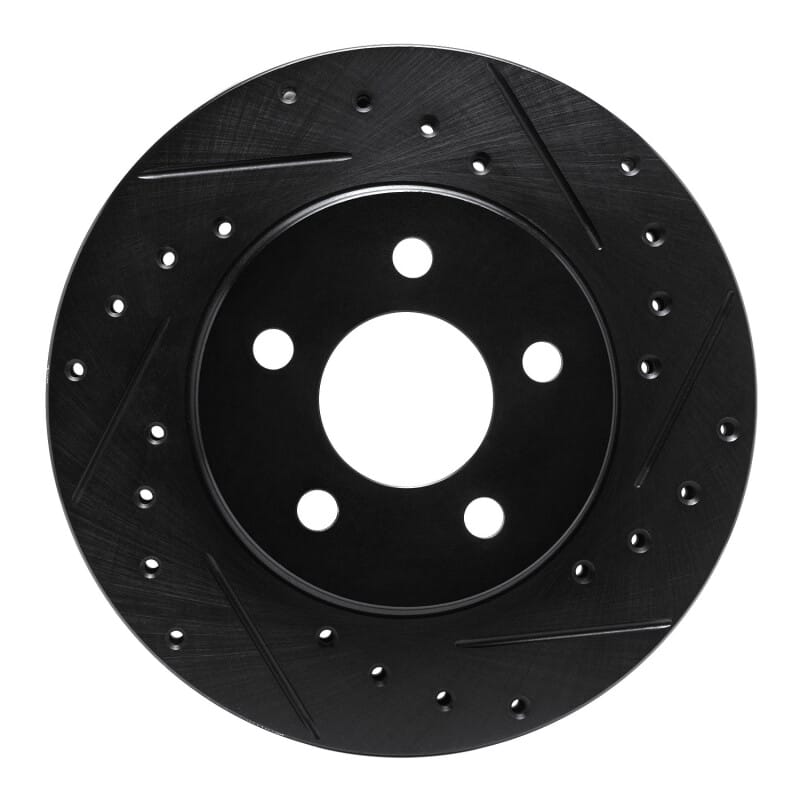 R1 96-00 Chrysler Town & Country Front Right Drilled & Slotted Black Brake Rotor