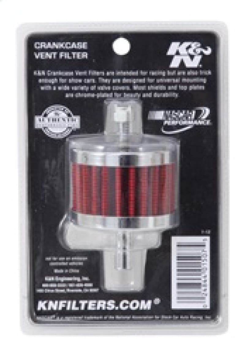 K&N Steel Base Crankcase Vent Filter 3/8in OD Tube 2in OD 1-1/2in Height