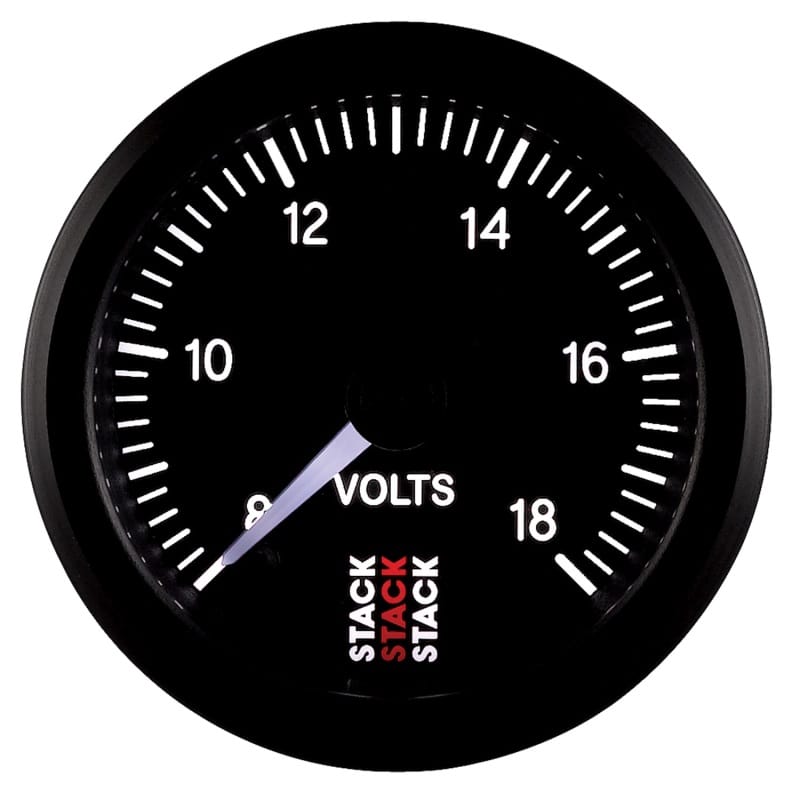 Autometer Stack 52mm 8-18V Pro Stepper Motor Battery Voltage Gauge - Black thumbnail 4