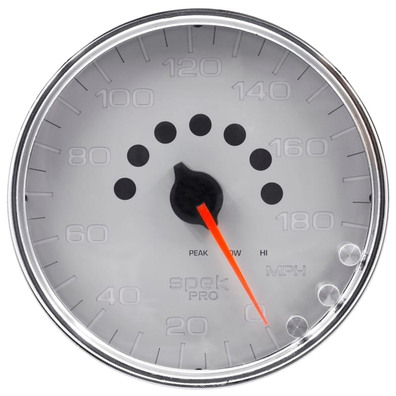 Autometer Spek-Pro Gauge Speedometer 5in 180 Mph Elec. Programmable Silver/Chrome - P23021 thumbnail 2