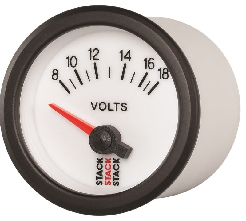 Autometer Stack 52mm 8-18V Electric Battery Voltage Gauge - White thumbnail 2