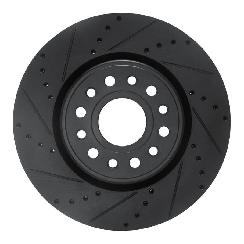 R1 19-25 Ram 1500 Front Left Drilled & Slotted Black Brake Rotor