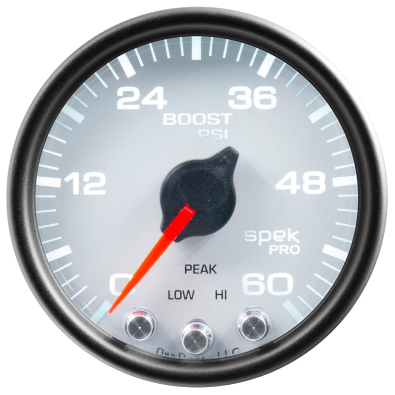 Autometer Spek-Pro Gauge Boost 2 1/16in 60psi Stepper Motor W/Peak & Warn Wht/Blk - P30412 thumbnail 3