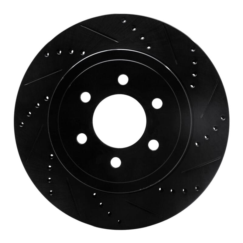 R1 03-04 Dodge Dakota 4WD Front Right Drilled & Slotted Black Brake Rotor