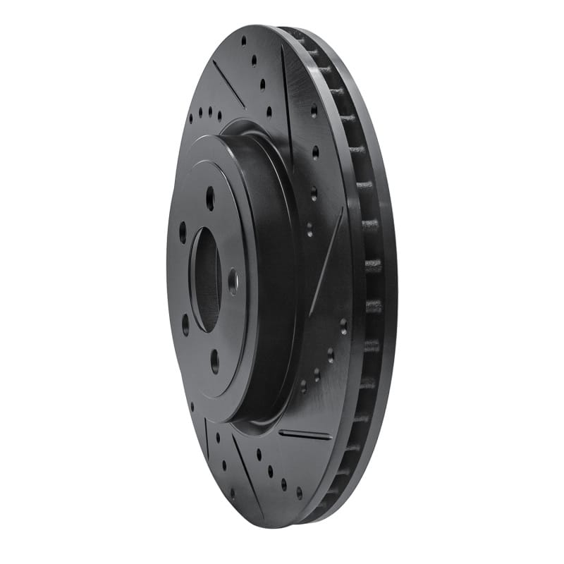 R1 09-23 Dodge Challenger Front Right Drilled & Slotted Black Brake Rotor thumbnail 2