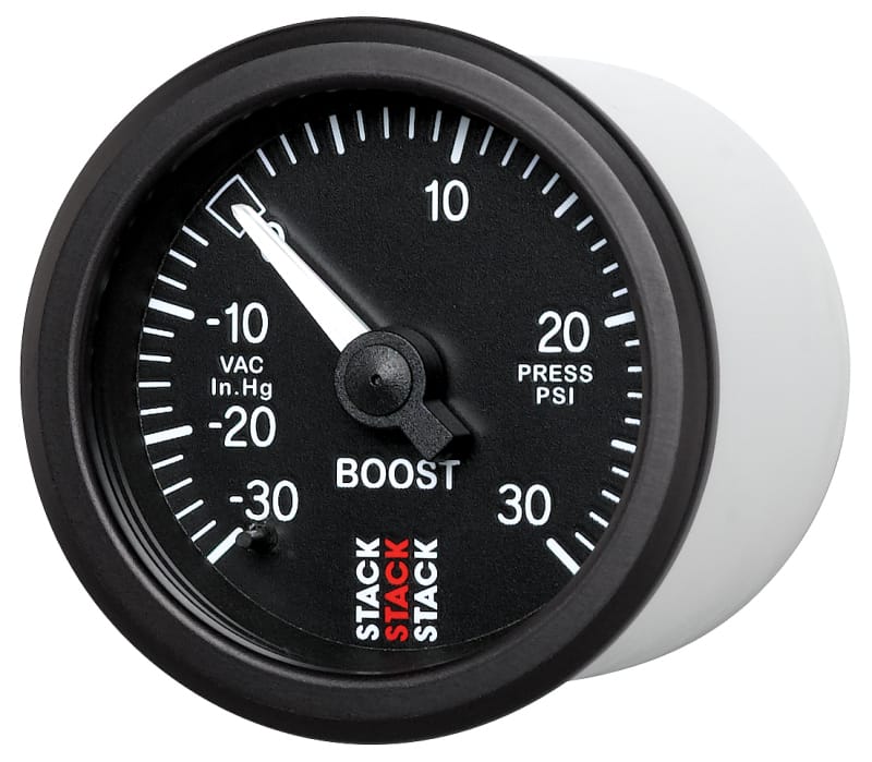 Autometer 52mm Stack Instruments -30INHG to +30PSI Mechanical Boost Gauge - Black thumbnail 2