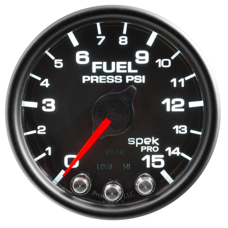 Autometer Spek-Pro Gauge Fuel Press 2 1/16in 15psi Stepper Motor W/Peak & Warn Blk/Blk - P31532 thumbnail 3