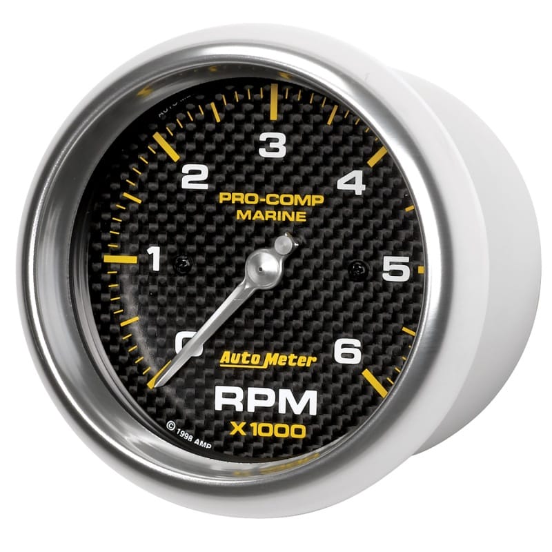 Autometer Marine Carbon Fiber Ultra-Lite Gauge 3-3/8in Tachometer 6K RPM thumbnail 2