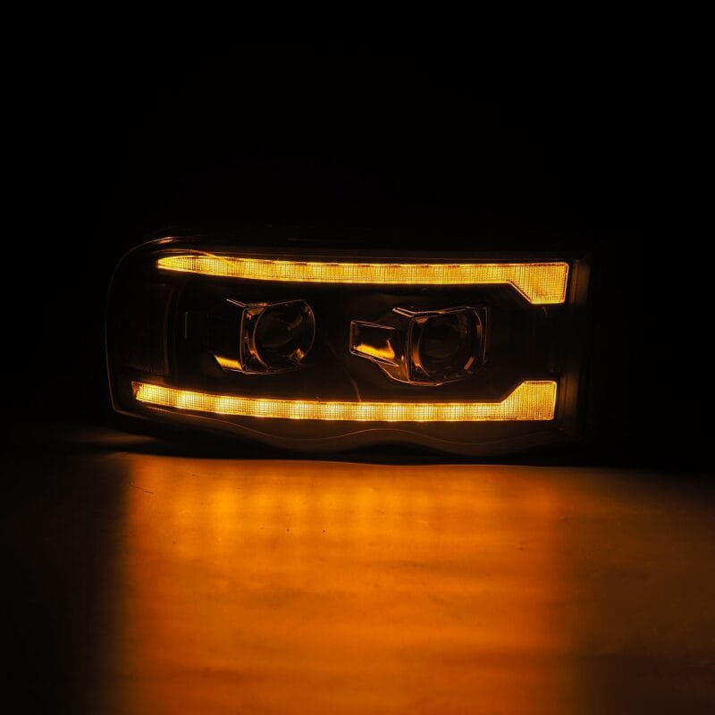 AlphaRex 02-05 Dodge Ram 1500 LUXX LED Proj Headlights Plank Style Black w/Activ Light/Seq Signal thumbnail 5