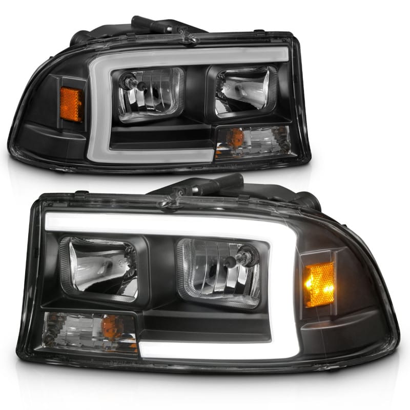 ANZO 97-04 Dodge Dakota/Durango Crystal headlight Set w/ Light Bar Black Housing thumbnail 3