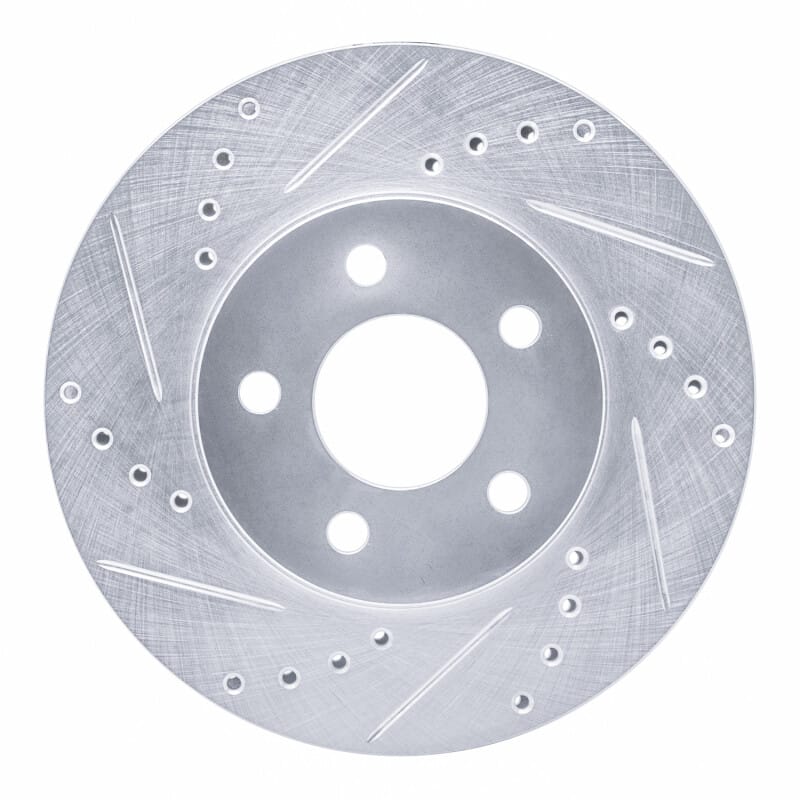R1 00-05 Chrysler Neon Front Left Drilled & Slotted Silver Brake Rotor