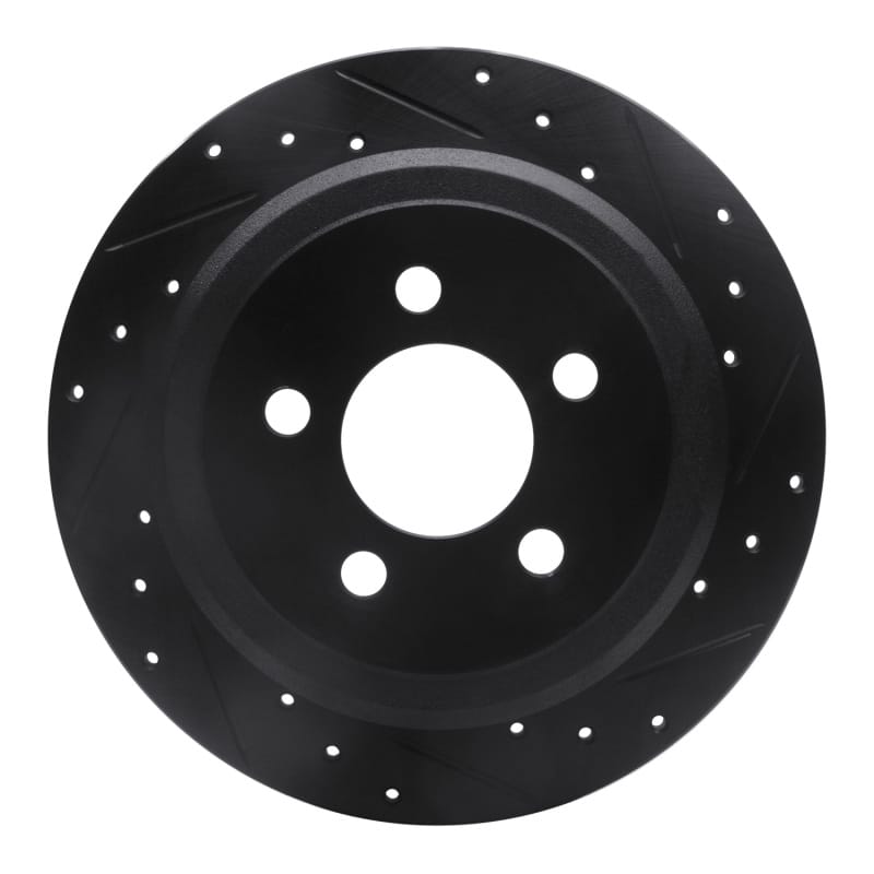 R1 07-12 Dodge Nitro Rear Right Drilled & Slotted Black Brake Rotor