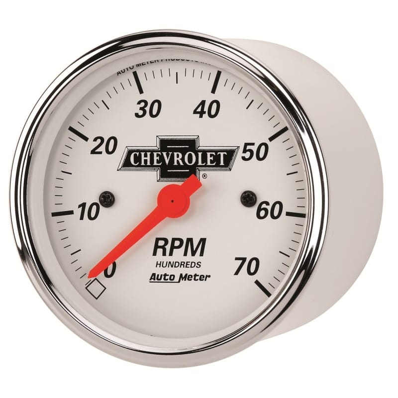 Autometer Arctic White GM 3-1/8in 7000RPM 4, 6, 8 Cyl Electrical Tachometer Gauge thumbnail 2