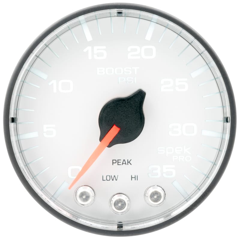 Autometer Spek-Pro 2 1/16in 35PSI Stepper Motor W/Peak & Warn White/Black Boost Gauge thumbnail 3