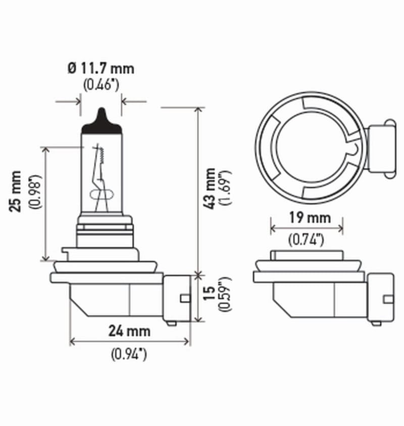 Hella H11 12V 55W PGJ19-2 T4 +50 Performance Halogen Bulb - Pair thumbnail 3