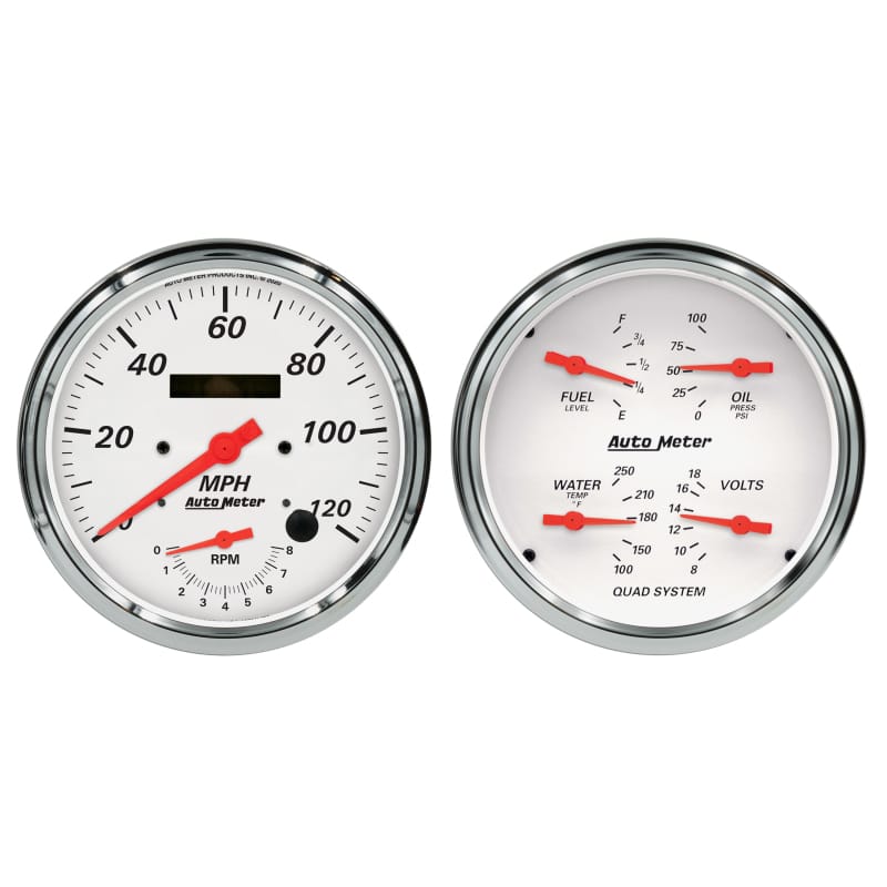 Autometer Arctic White Quad & Tach/Speedo 5in. - 2 pc.