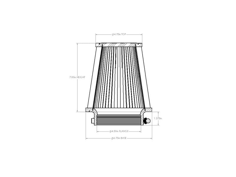 aFe POWER Universal Clamp-On Air Filter w/ D2 Dura-Dry Media - 4.5in F x 7in B x 4.75in T x 7in H thumbnail 4