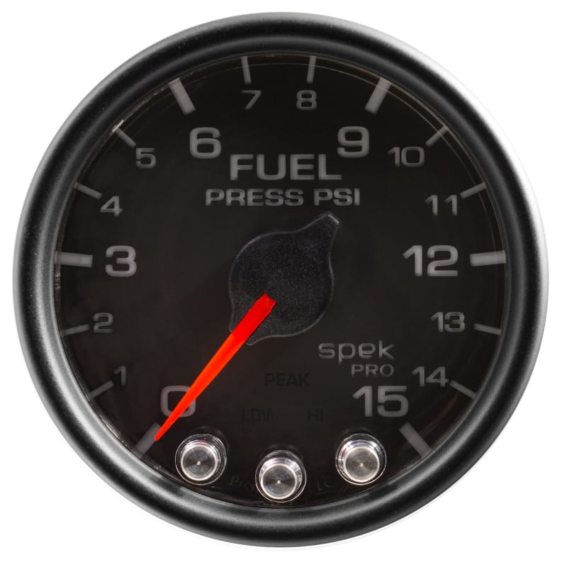 Autometer Spek-Pro Gauge Fuel Press 2 1/16in 15psi Stepper Motor W/Peak & Warn Blk/Blk - P31532 thumbnail 2