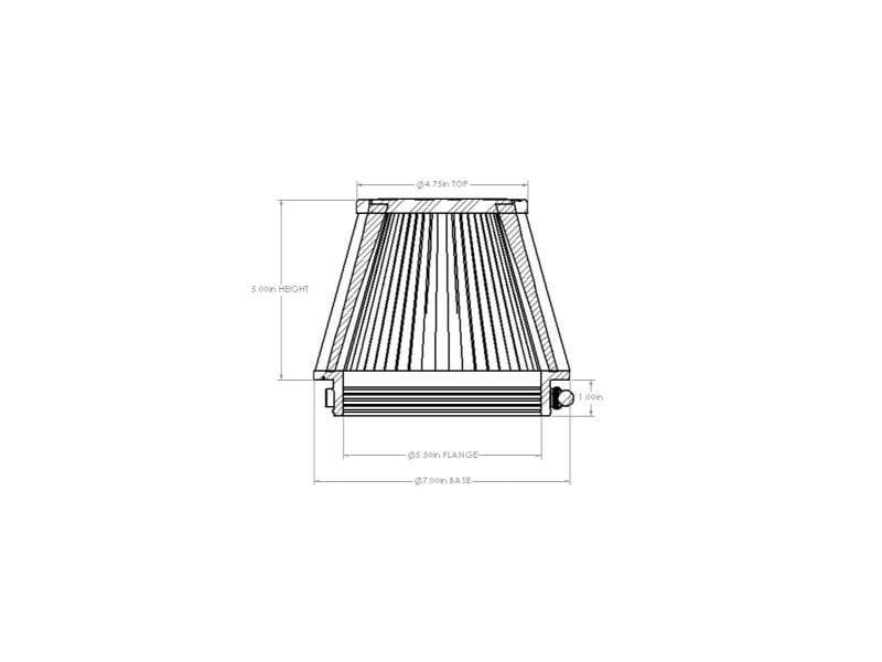 aFe POWER Universal Clamp-On Air Filter w/ D2 Dura-Dry Media - 5.5in F x 7in B x 4.75in T x 5in H thumbnail 4