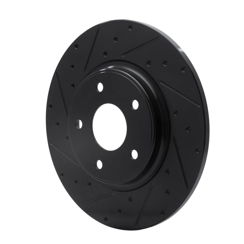 R1 12-20 Chrysler Town & Country Rear Left Drilled & Slotted Black Brake Rotor