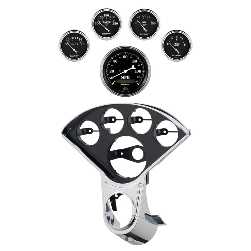 Autometer Old Tyme Black Direct Fit Dash Kit 55-59 Chevy Truck (1 x 3-3/8in. / 4 x 2-1/16in.)
