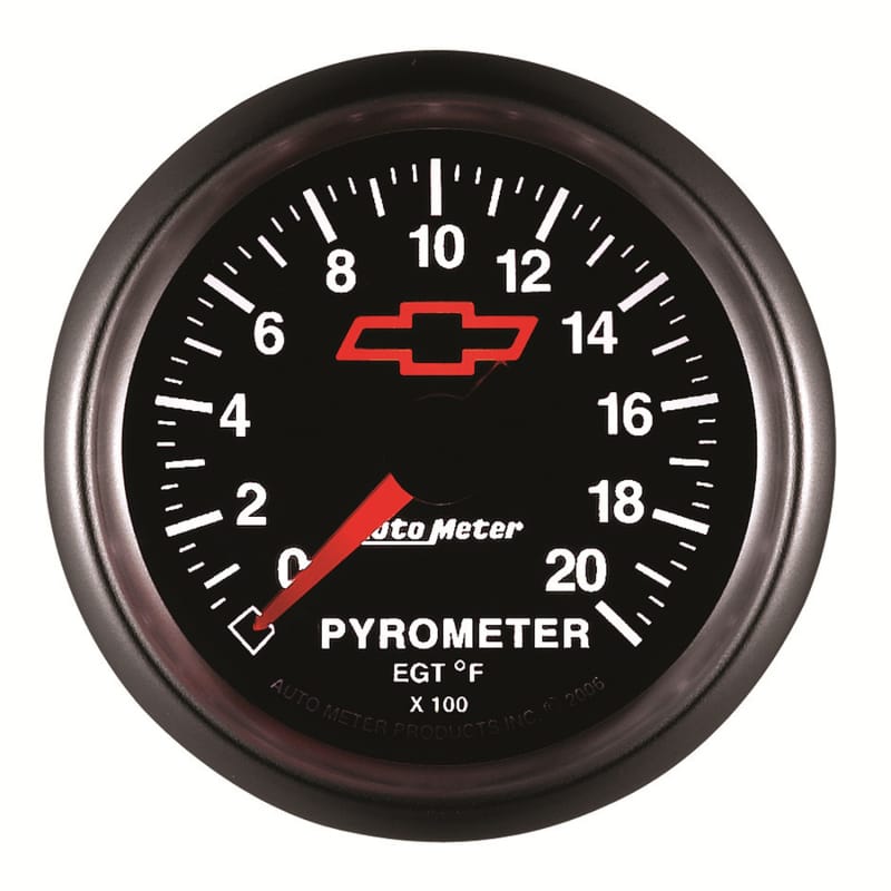 AutoMeter Gauge Pyrometer (Egt) 2-1/16in. 2000 Deg. F Stepper Motor Chevy Red Bowtie Black thumbnail 4