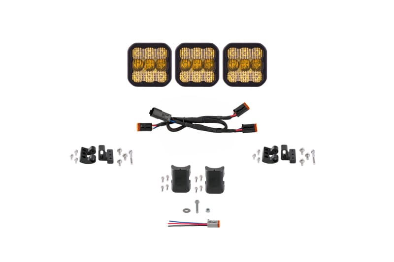 Diode Dynamics SS5 Pro Universal CrossLink 3-Pod Lightbar - Yellow Combo