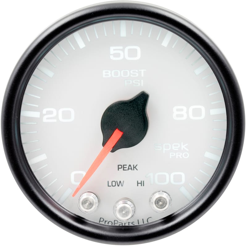Autometer Spek-Pro Gauge Boost 2 1/16in 100psi Stepper Motor W/Peak & Warn Wht/Blk thumbnail 3