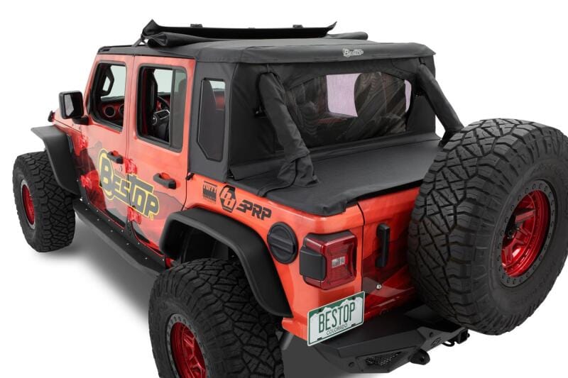 Bestop 18-26 Jeep Wrangler JL 4-Door Halftop Soft Top (Premium Black Twill) thumbnail 2