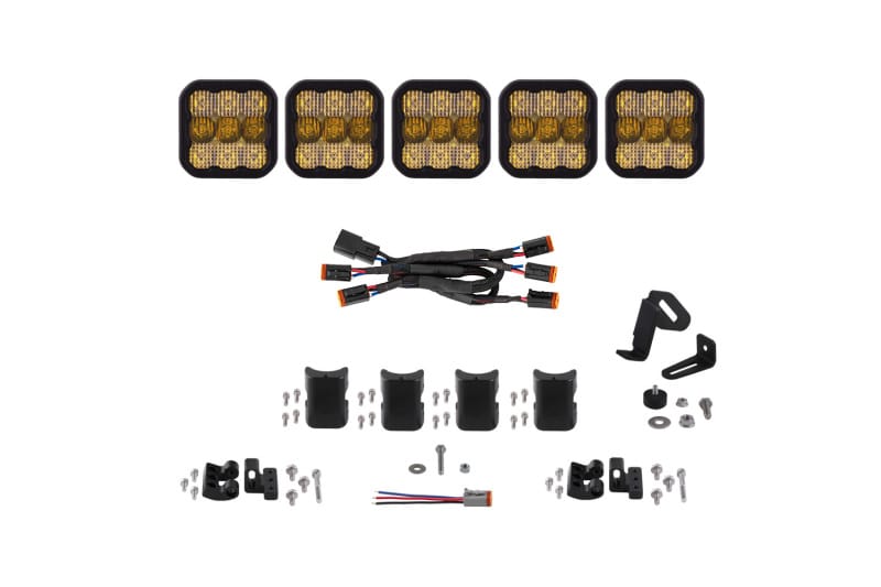 Diode Dynamics SS5 Pro Universal CrossLink 5-Pod Lightbar - Yellow Combo