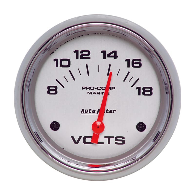 AutoMeter Gauge Voltmeter 2-5/8in. 18V Electric Marine Chrome thumbnail 2