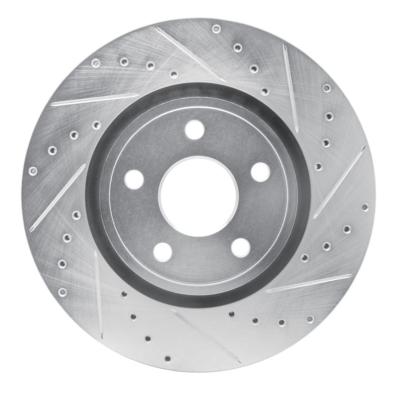 R1 11-25 Dodge Durango Front Right Drilled & Slotted Silver Brake Rotor