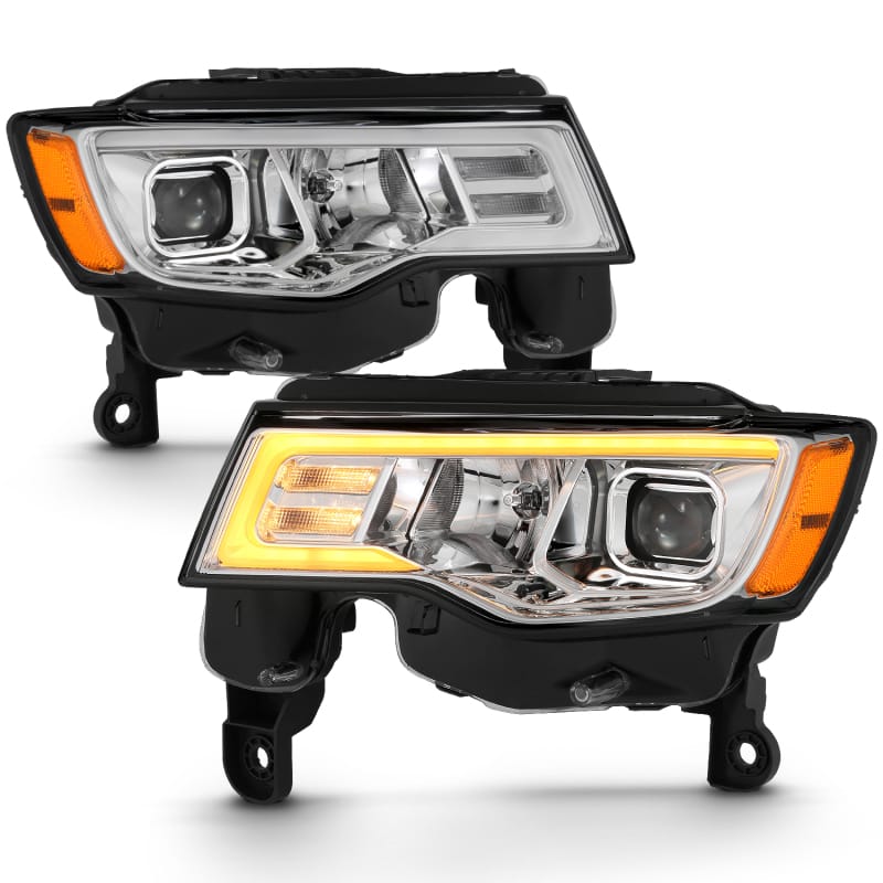 ANZO 2017-2018 Jeep Grand Cherokee Projector Headlights w/ Plank Style Switchback - Chrome w/ Amber thumbnail 6
