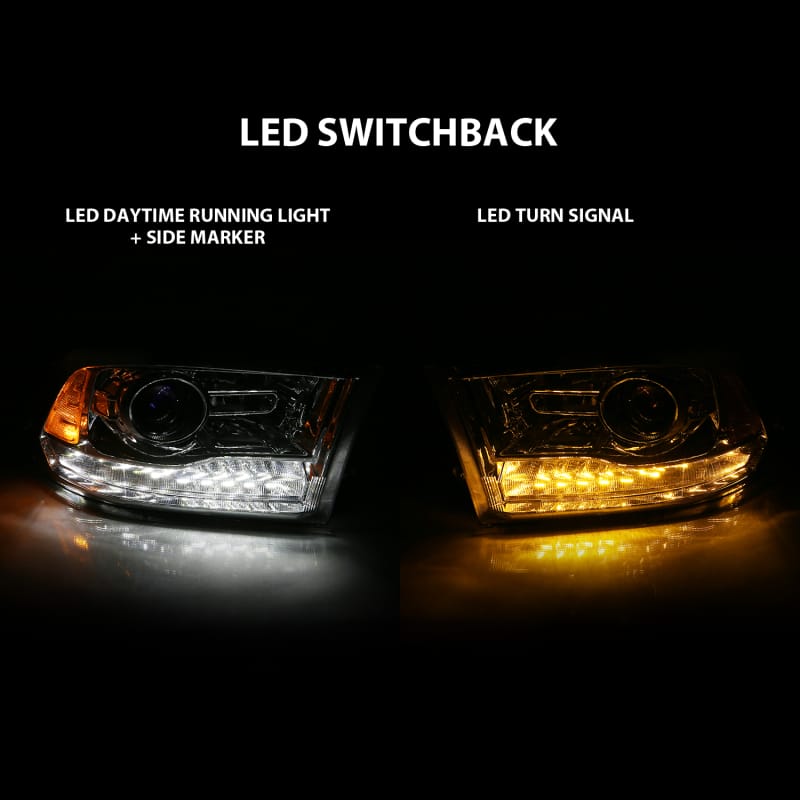 ANZO 2009-2018 Dodge Ram 1500 Projector Plank Style Switchback H.L Halo Chrome Amber (OE Style) thumbnail 6
