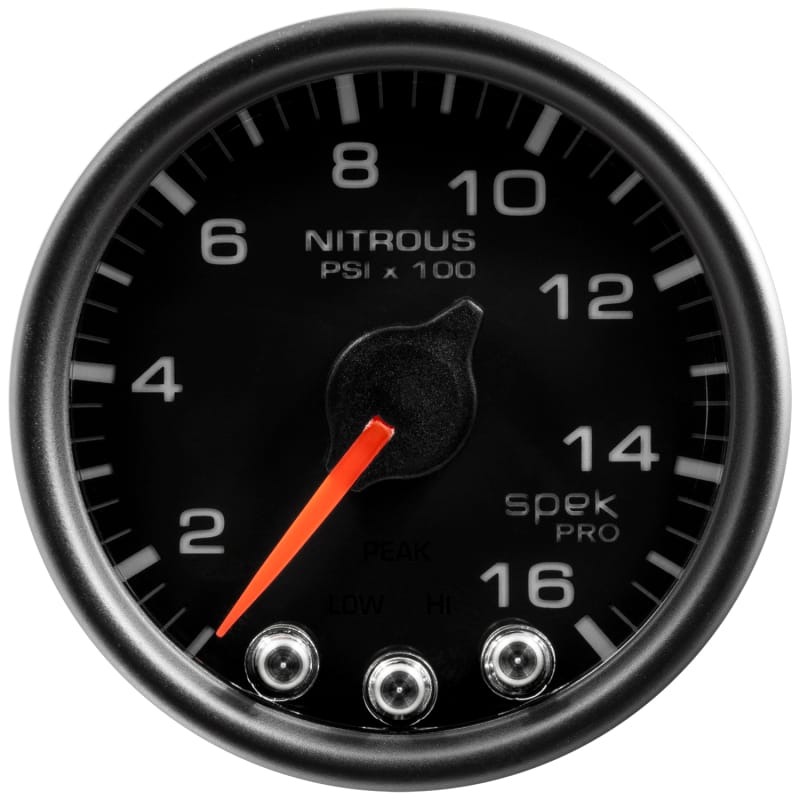 Autometer Spek-Pro Gauge Nitrous Press 2 1/16in 1600psi Stepper Motor W/Peak & Warn Blk/Blk - P32032 thumbnail 2