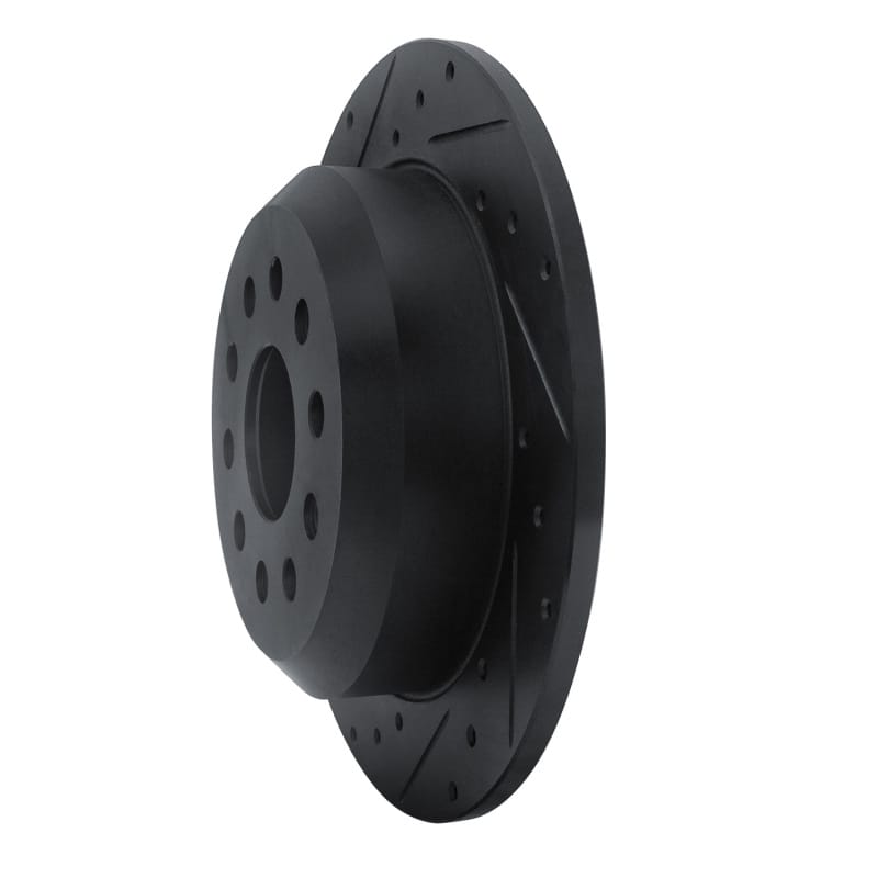 R1 18-25 Jeep Wrangler Rear Left Drilled & Slotted Black Brake Rotor - 633-42041L